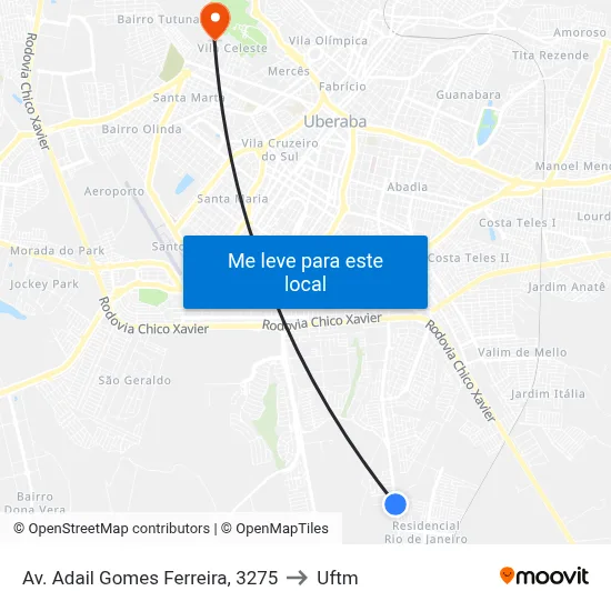 Av. Adail Gomes Ferreira, 3275 to Uftm map
