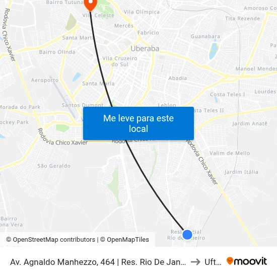 Av. Agnaldo Manhezzo, 464 | Res. Rio De Janeiro to Uftm map