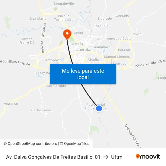 Av. Dalva Gonçalves De Freitas Basílio, 01 to Uftm map