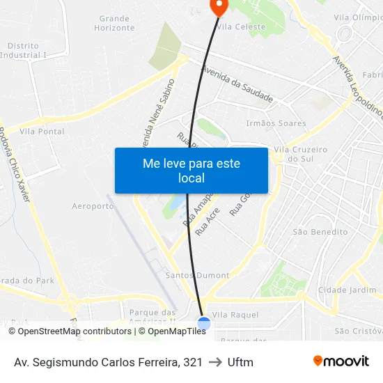 Av. Segismundo Carlos Ferreira, 321 to Uftm map
