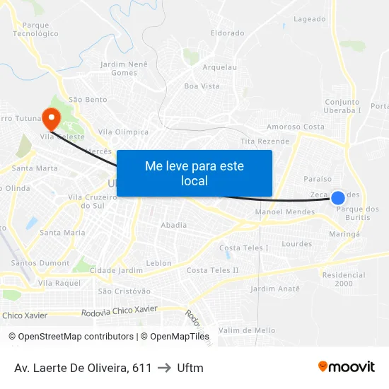 Av. Laerte De Oliveira, 611 to Uftm map
