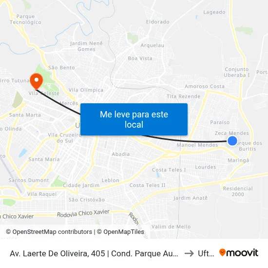 Av. Laerte De Oliveira, 405 | Cond. Parque Austral to Uftm map