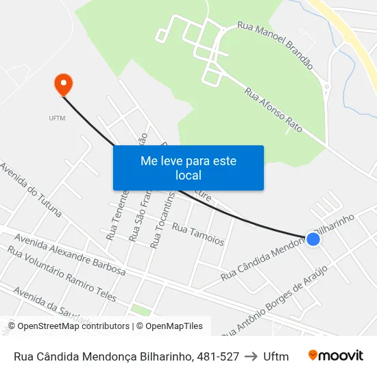 Rua Cândida Mendonça Bilharinho, 481-527 to Uftm map