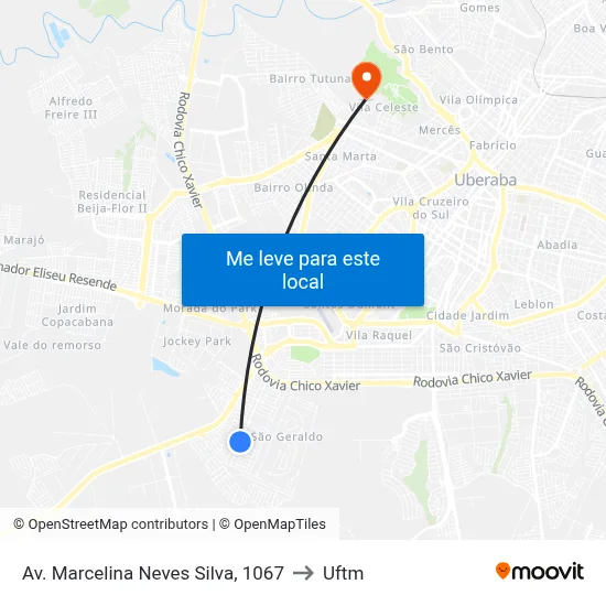 Av. Marcelina Neves Silva, 1067 to Uftm map