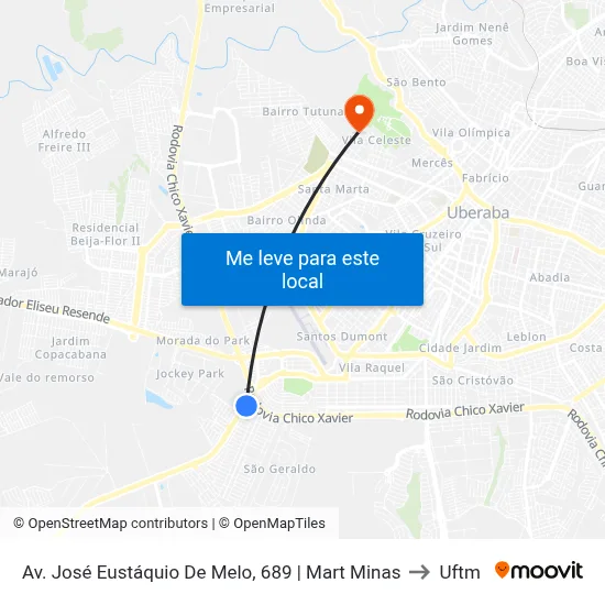 Av. José Eustáquio De Melo, 689 | Mart Minas to Uftm map