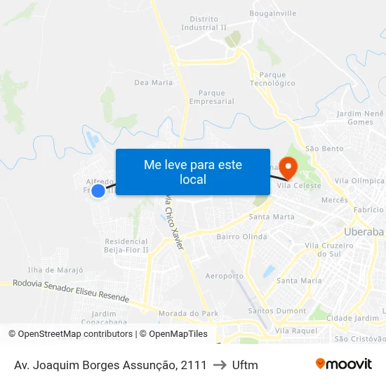 Av. Joaquim Borges Assunção, 2111 to Uftm map