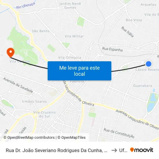 Rua Dr. João Severiano Rodrigues Da Cunha, 322 |  Fundaesp to Uftm map