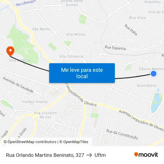 Rua Orlando Martins Beninato, 327 to Uftm map