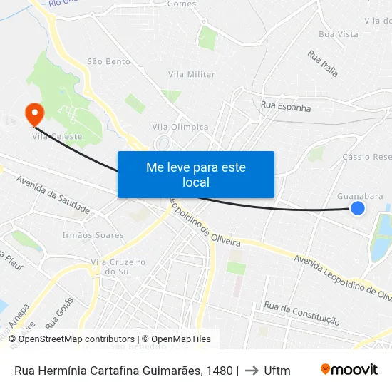 Rua Hermínia Cartafina Guimarães, 1480 | to Uftm map