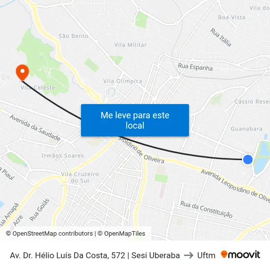 Av. Dr. Hélio Luís Da Costa, 572 | Sesi Uberaba to Uftm map