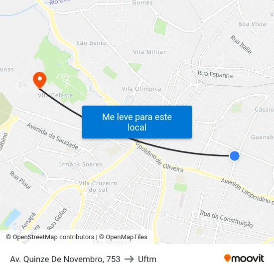 Av. Quinze De Novembro, 753 to Uftm map