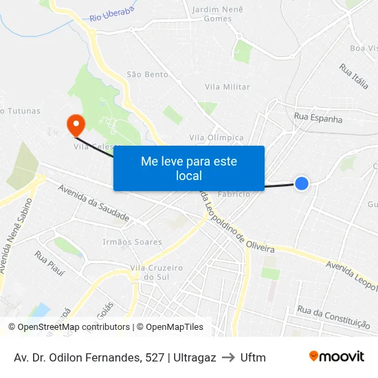 Av. Dr. Odilon Fernandes, 527 |  Ultragaz to Uftm map