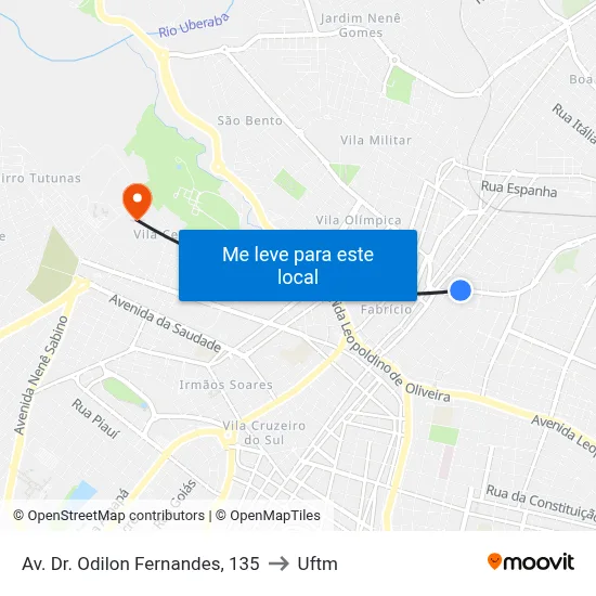 Av. Dr. Odilon Fernandes, 135 to Uftm map