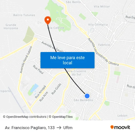 Av. Francisco Pagliaro, 133 to Uftm map