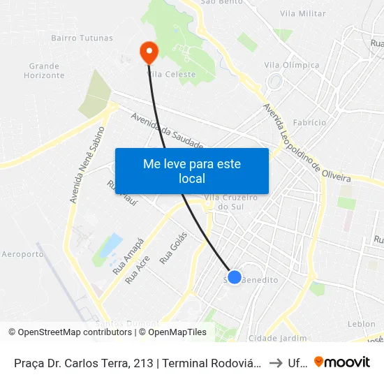 Praça Dr. Carlos Terra, 213 | Terminal Rodoviário De Uberaba to Uftm map