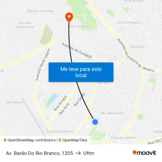 Av. Barão Do Rio Branco, 1205 to Uftm map