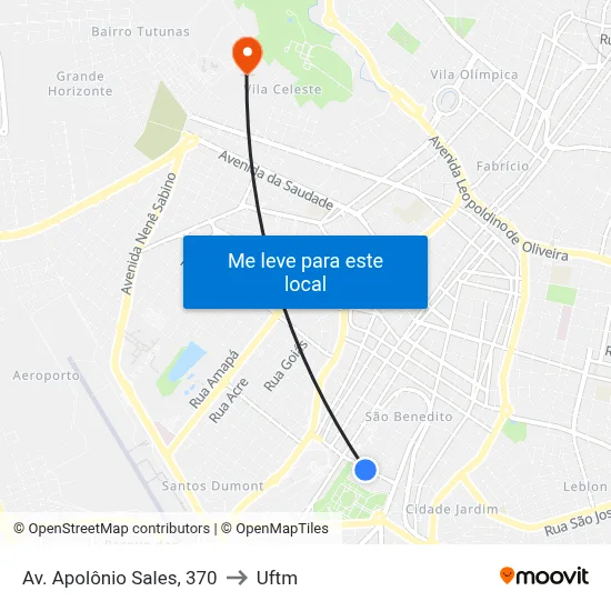 Av. Apolônio Sales, 370 to Uftm map