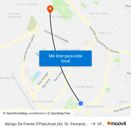 Abrigo De Frente D'Paschoal (Av. Dr. Fernando Costa) to Uftm map