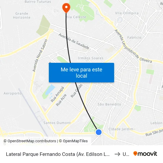 Lateral Parque Fernando Costa (Av. Edilson Lamartine Mendes) to Uftm map