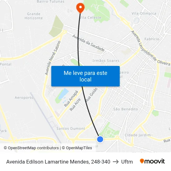 Avenida Edílson Lamartine Mendes, 248-340 to Uftm map