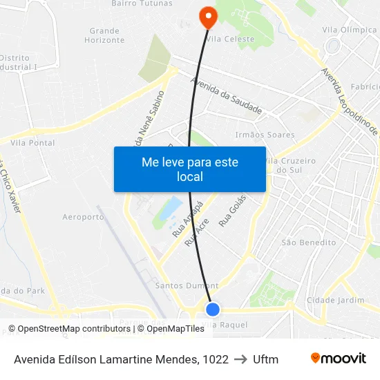 Avenida Edílson Lamartine Mendes, 1022 to Uftm map