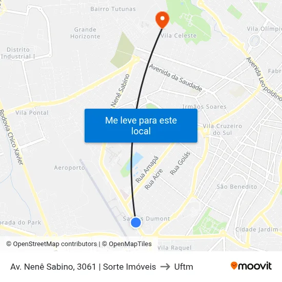 Av. Nenê Sabino, 3061 | Sorte Imóveis to Uftm map
