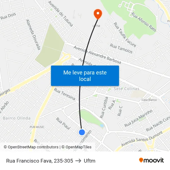 Rua Francisco Fava, 235-305 to Uftm map
