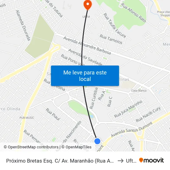 Próximo Bretas Esq. C/ Av. Maranhão (Rua Amapá) to Uftm map