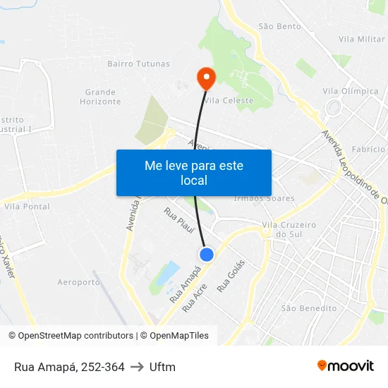 Rua Amapá, 252-364 to Uftm map