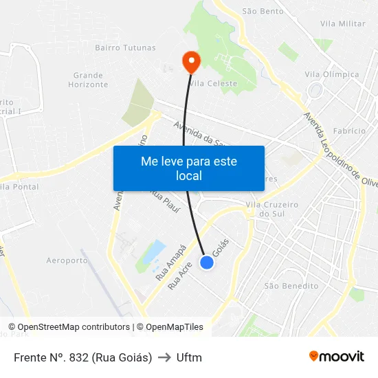 Frente Nº. 832 (Rua Goiás) to Uftm map