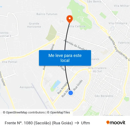 Frente Nº. 1080 (Sacolão) (Rua Goiás) to Uftm map