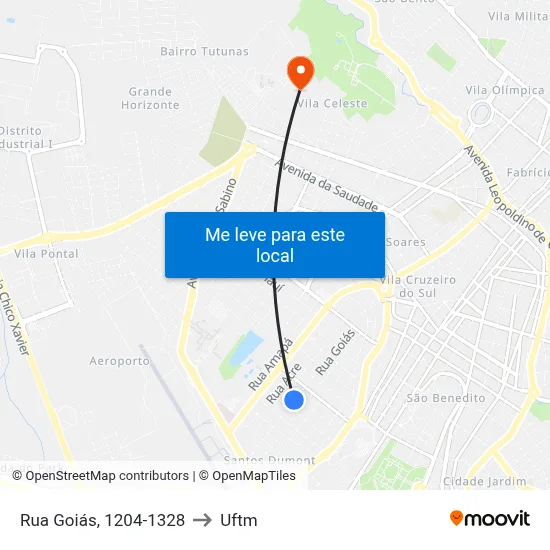 Rua Goiás, 1204-1328 to Uftm map