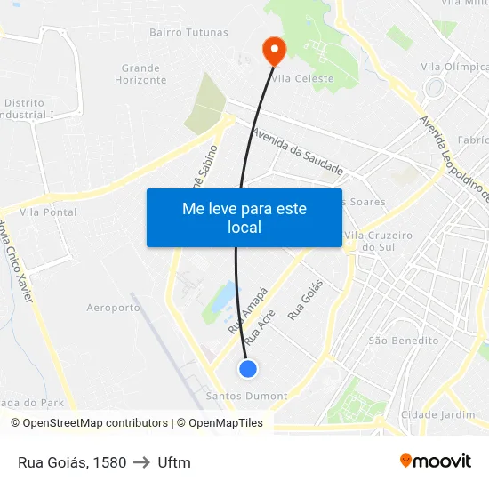 Rua Goiás, 1580 to Uftm map
