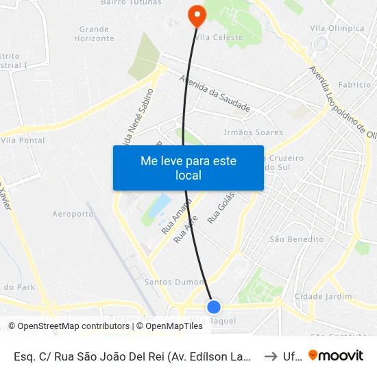 Esq. C/ Rua São João Del Rei (Av. Edílson Lamartine Mendes) to Uftm map