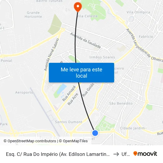Esq. C/ Rua Do Império (Av. Edílson Lamartine Mendes) to Uftm map