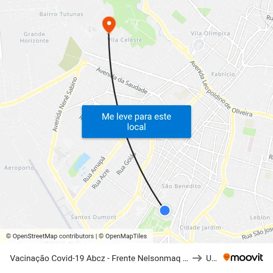 Vacinação Covid-19 Abcz - Frente Nelsonmaq (Av. Apolônio Sales) to Uftm map