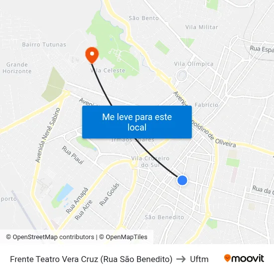 Frente Teatro Vera Cruz (Rua São Benedito) to Uftm map