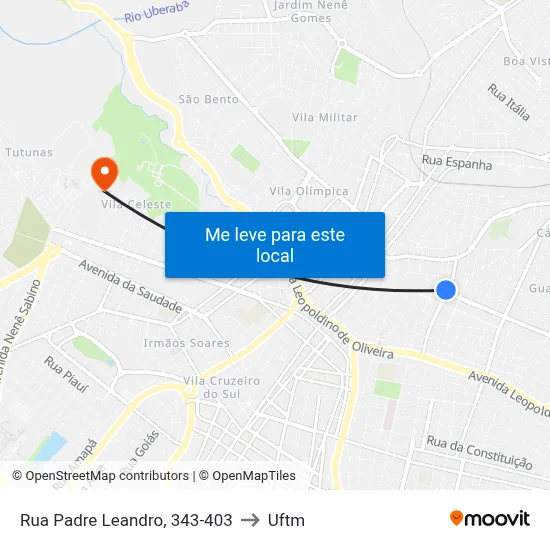 Rua Padre Leandro, 343-403 to Uftm map