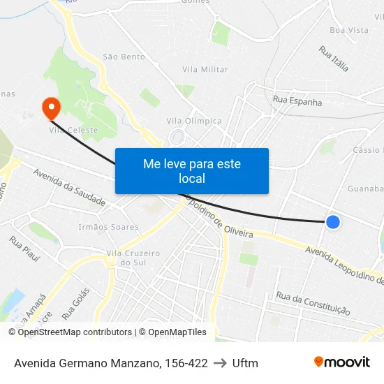 Avenida Germano Manzano, 156-422 to Uftm map