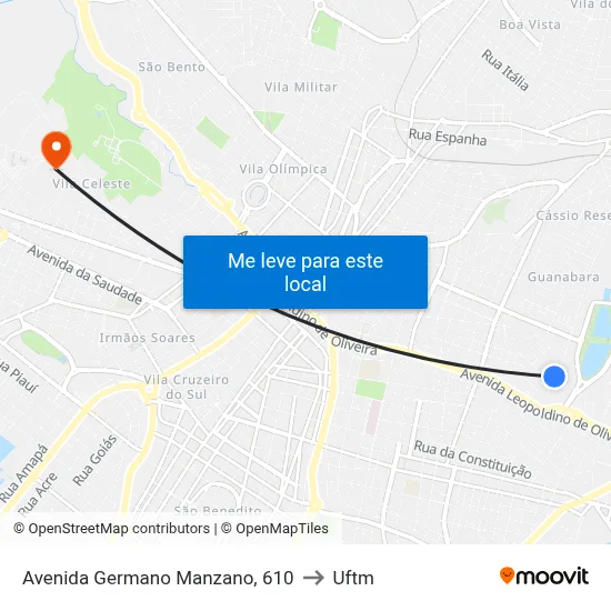 Avenida Germano Manzano, 610 to Uftm map