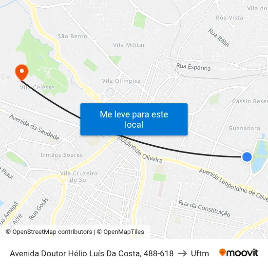 Avenida Doutor Hélio Luís Da Costa, 488-618 to Uftm map