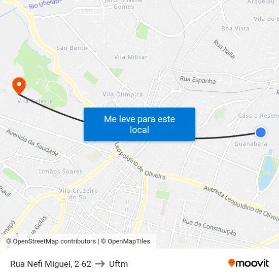 Rua Nefi Miguel, 2-62 to Uftm map