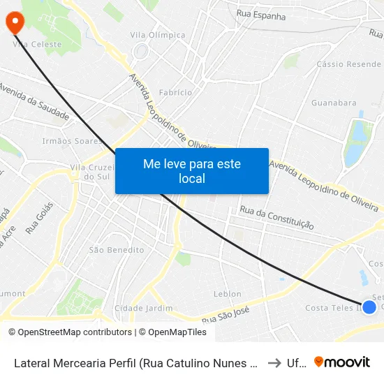 Lateral Mercearia Perfil (Rua Catulino Nunes Dos Santos) to Uftm map