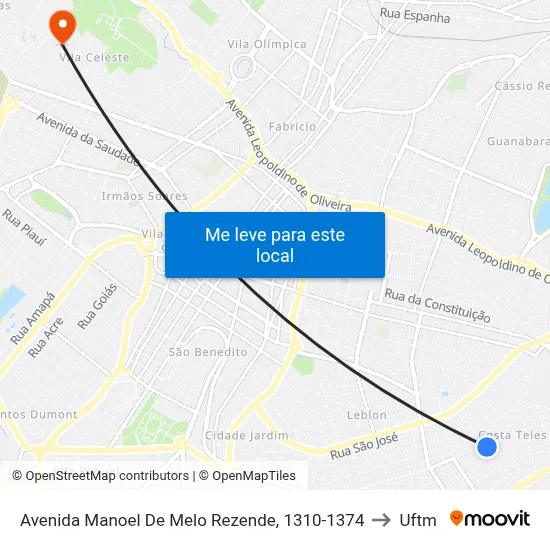 Avenida Manoel De Melo Rezende, 1310-1374 to Uftm map