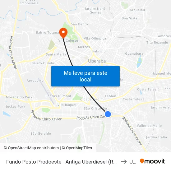 Fundo Posto Prodoeste - Antiga Uberdiesel (Rua José Prata Sobrinho) to Uftm map