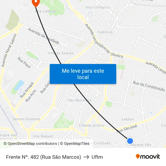Frente Nº. 482 (Rua São Marcos) to Uftm map