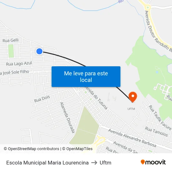 Escola Municipal Maria Lourencina to Uftm map
