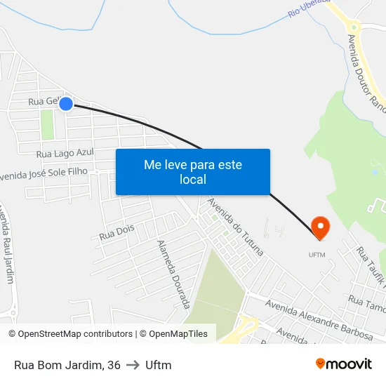 Rua Bom Jardim, 36 to Uftm map