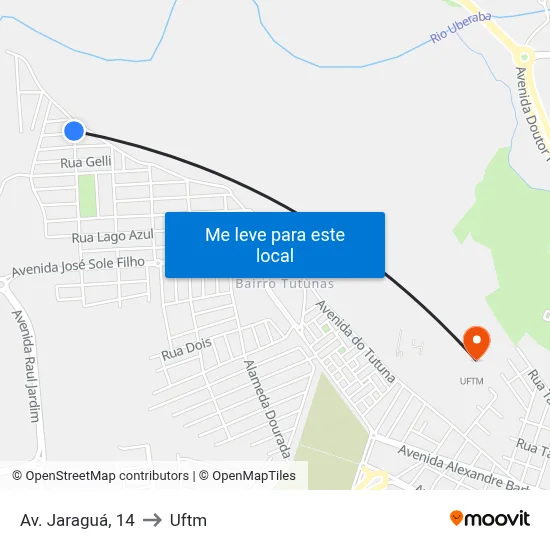 Av. Jaraguá, 14 to Uftm map