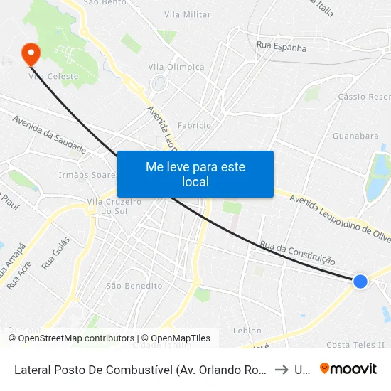 Lateral Posto De Combustível (Av. Orlando Rodrigues Da Cunha) to Uftm map